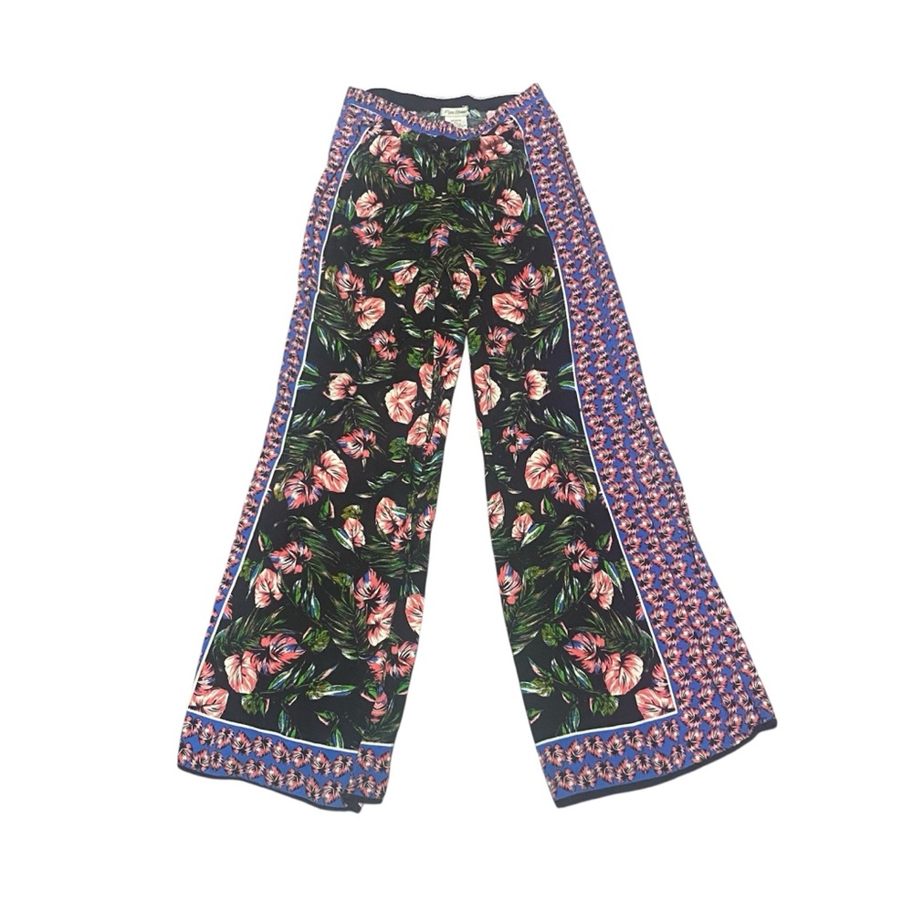 Flying Tomato Women's Boho Wide Leg Colorful Bohemian Tropical Pants Sz M